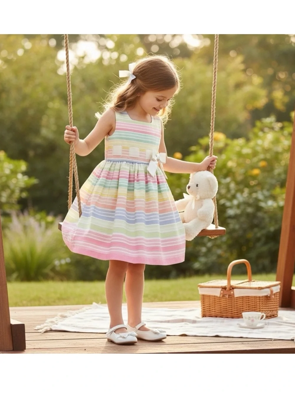 NWT Bonnie Jean Pastel Stripe Party Dress – Girls Size 7
